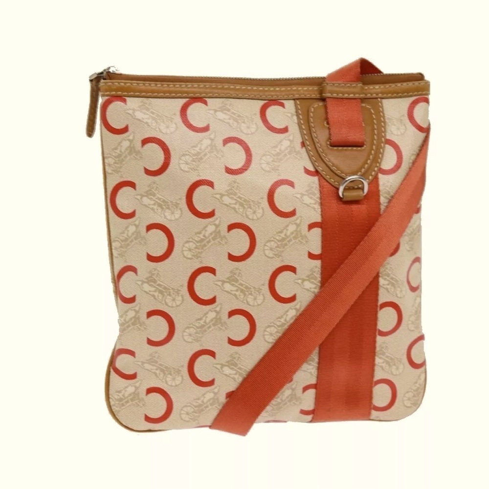 CELINE C Macadam Canvas Shoulder Bag Orange | COA included